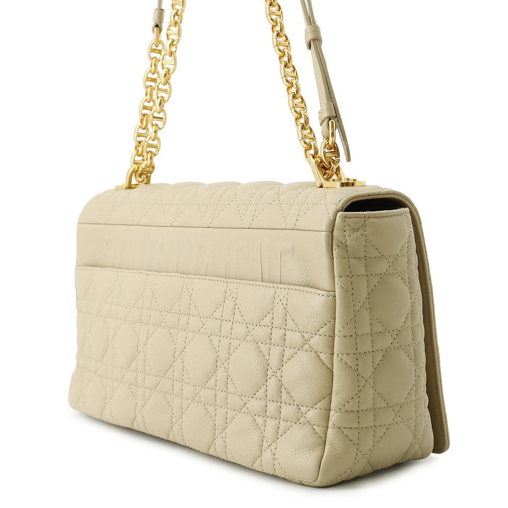Dior Chain Christian Leather Shoulder Bag Caro Black